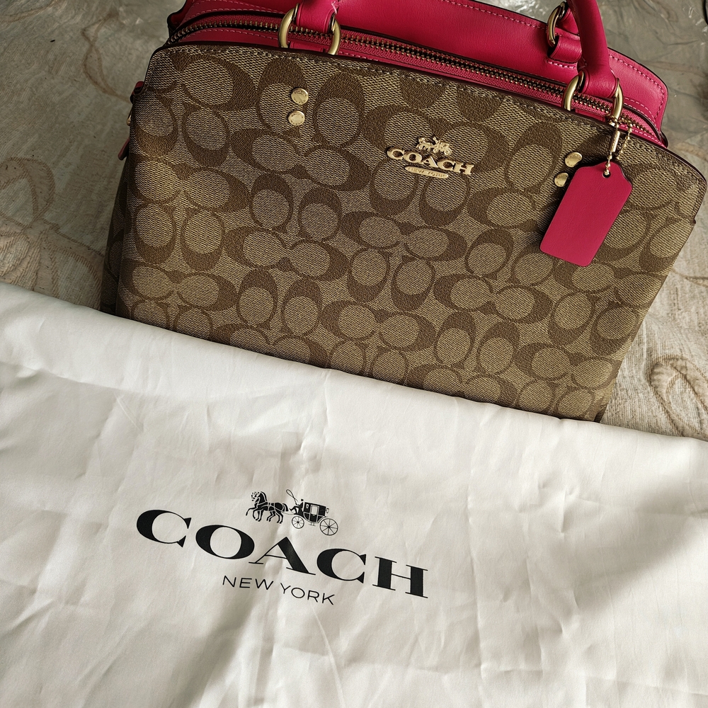Coach Signature Brown and Pink Handbag